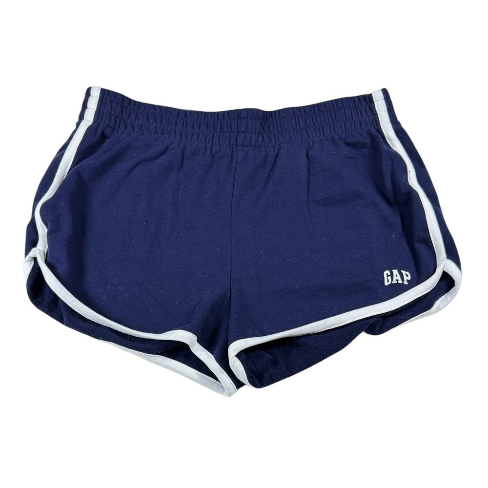 Gap Navy Blue Running Shorts White Trim Logo Womens Large Retro Sporty